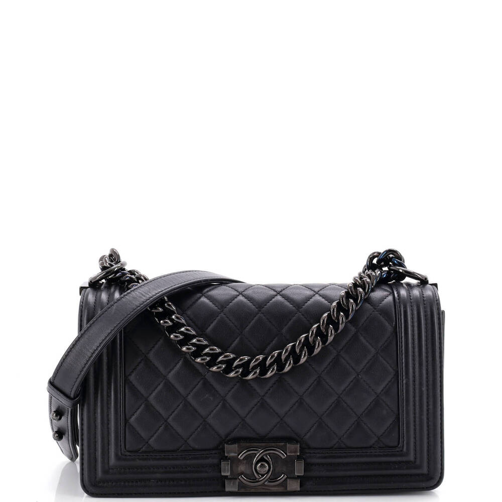 Chanel Old Medium So Black Boy Flap Bag Quilted Lambskin